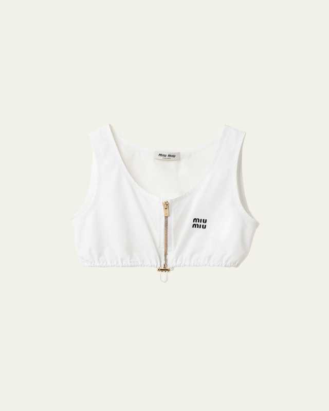 Logo Drawstring Poplin Crop Top